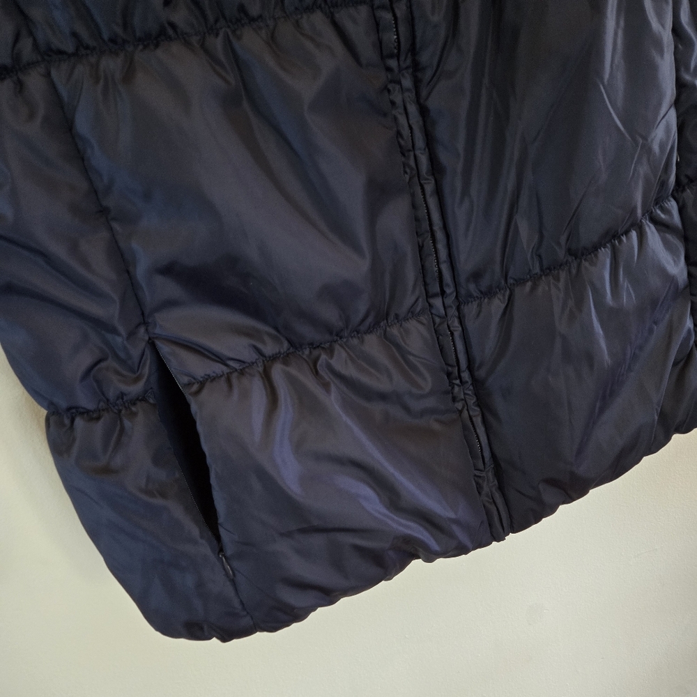 Coldwater Creek Puff Vest Womens Large 14 Navy/royal Purple Faux Fur Collar - Picture 6 of 8